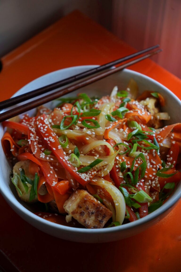 vegan carrot salad with tofu