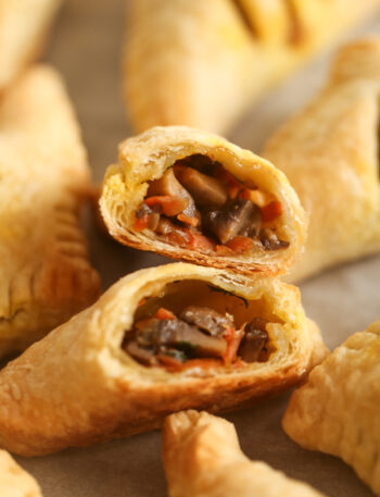 Inside view showing savory mushroom filling