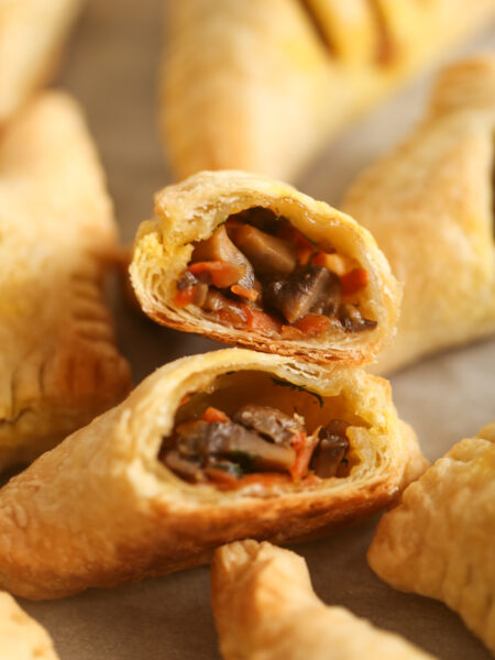 Inside view showing savory mushroom filling