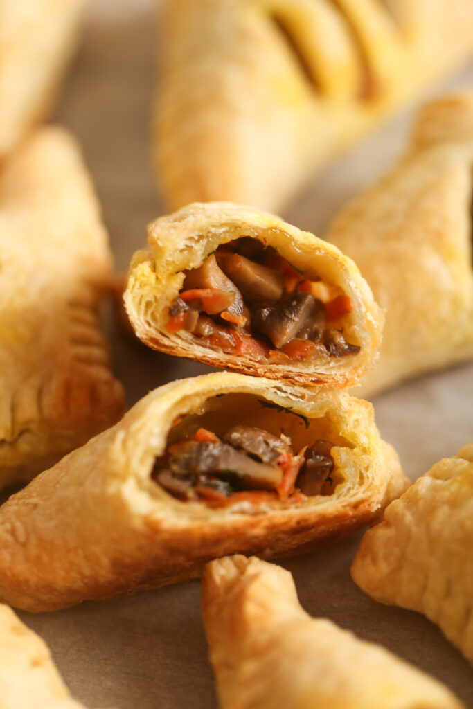 Inside view showing savory mushroom filling